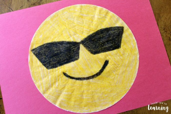 sunglasses emoji made with a coffee filter