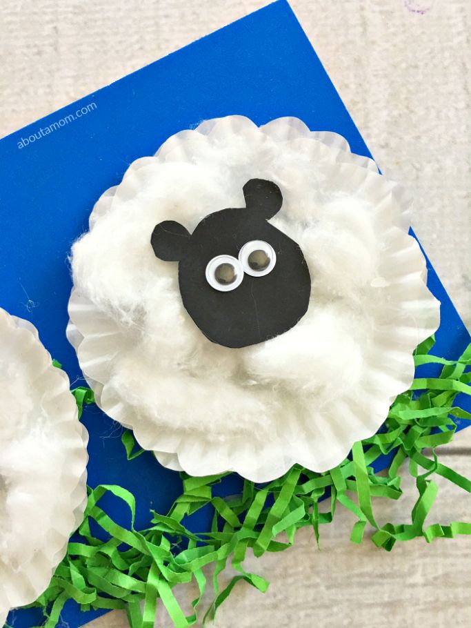 sheep made from cupcake liners and cotton