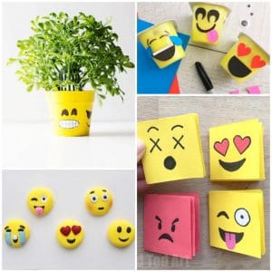 collage of 4 emoji craft ideas