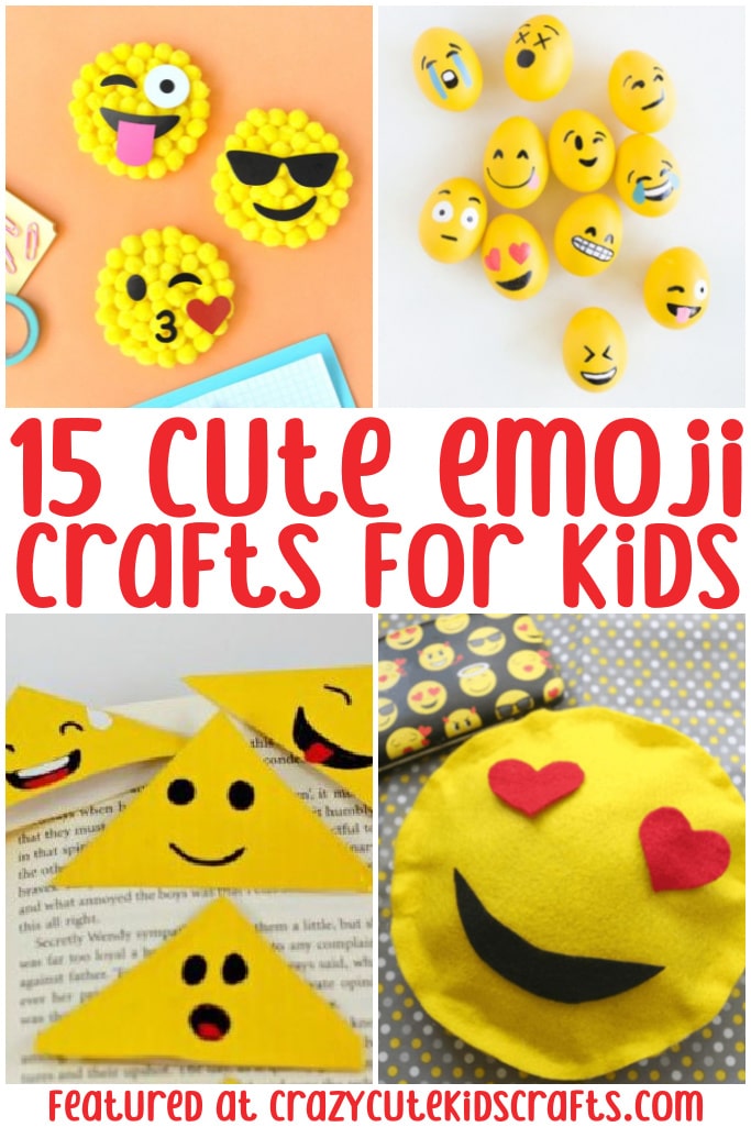 Collage of emoji crafts for pinterest