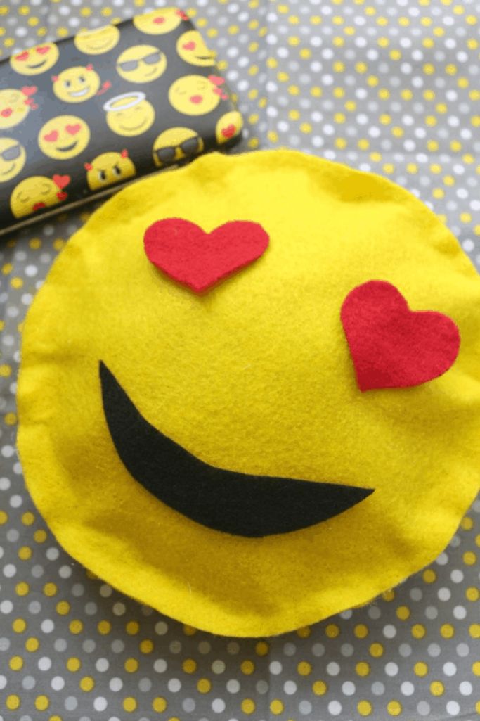 heart eyes emoji pillow