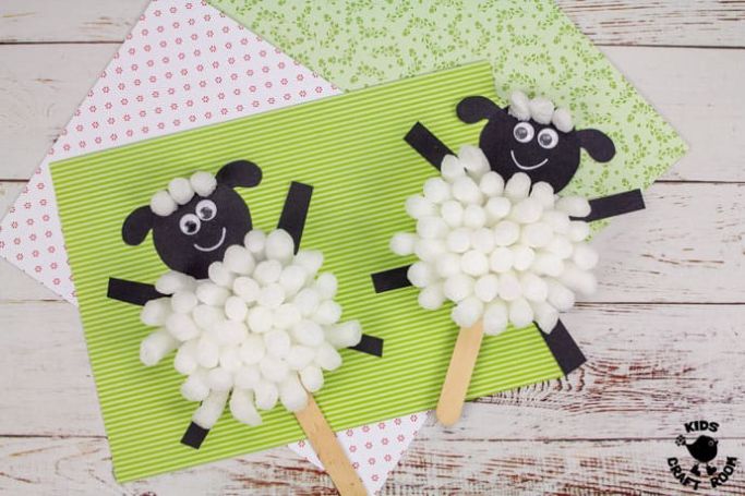 sheep puppets made with packing peanuts