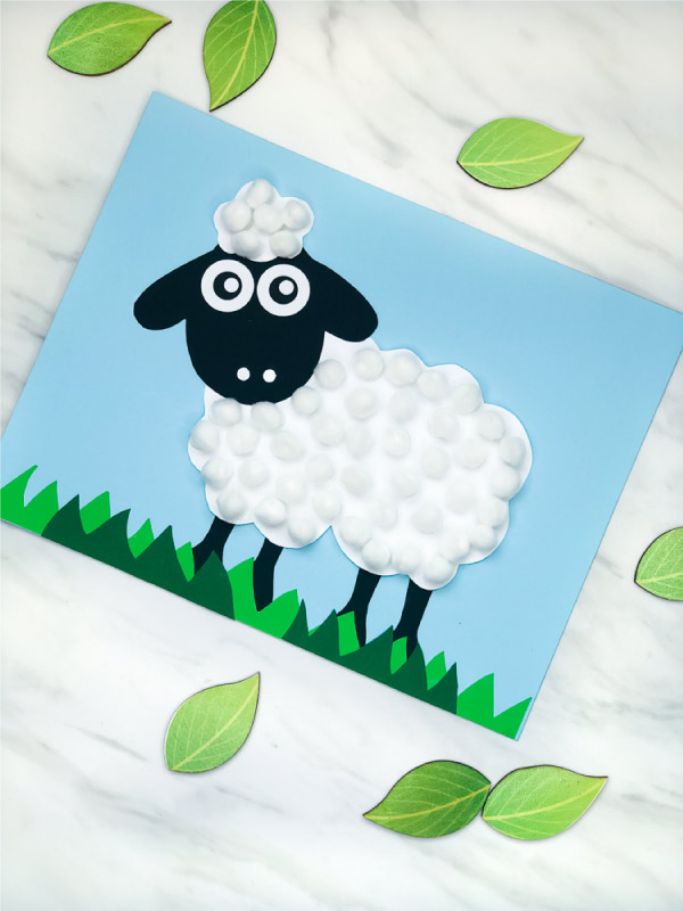 pom pom sheep craft from template