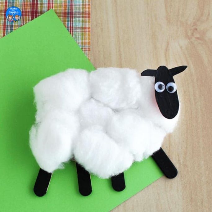sheep shearing craft made with cotton balls