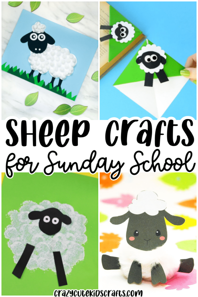 pin collage of sheep crafts for Sunday School