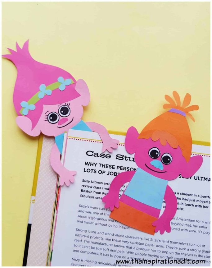 trolls-inspired corner bookmarks